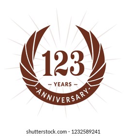 123 years anniversary. Elegant anniversary design. 123 years logo.