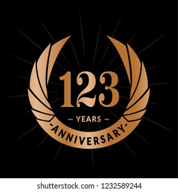 123 years anniversary. Elegant anniversary design. 123 years logo.