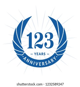 123 years anniversary. Elegant anniversary design. 123 years logo.