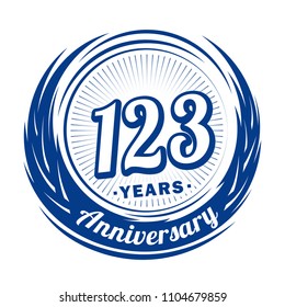 123 years anniversary. Anniversary logo design. 123 years logo.