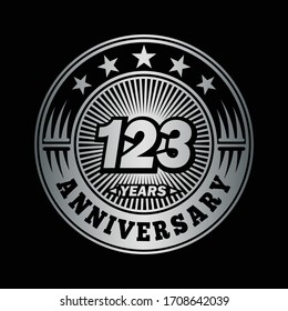123 years anniversary. Anniversary logo design. Vector and illustration.