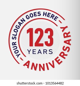123 years anniversary logo template. Vector and illustration.