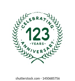 123 years design template. 123rd vector and illustration.