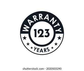 123 years warranty logo isolated on white background