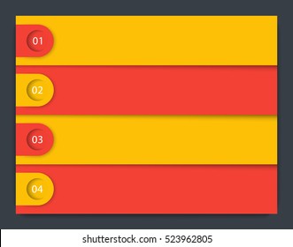 1,2,3,4 steps, timeline with empty space for text, labels, infographics elements in orange and yellow