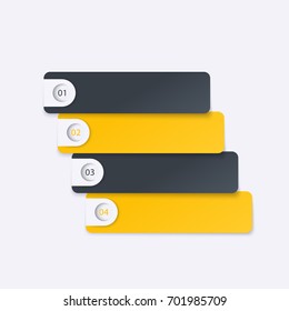 1,2,3,4 steps, timeline, infographics elements in gray and yellow