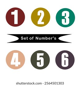 123456 emoji style colorful numeric  sticker icon set. Set of number vector illustration