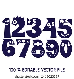 1234567890 numbers typography, t-shirt graphics, vectors