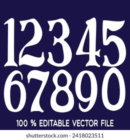 1234567890 numbers typography, t-shirt graphics, vectors