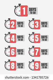 1,2,3,4,5,6,7,8,9,days to go, promotion icon, best deal symbol