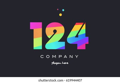 124 creative color green orange blue magenta pink number digit company logo vector icon spectrum