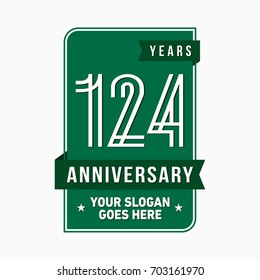 124 years anniversary design template. Vector and illustration.