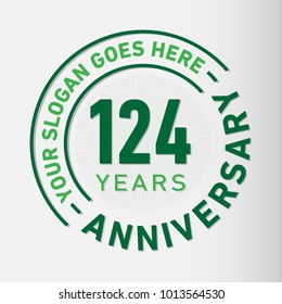 124 years anniversary logo template. Vector and illustration.