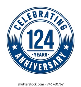 124 years anniversary logo template. Vector and illustration.