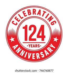 124 years anniversary logo template. Vector and illustration.