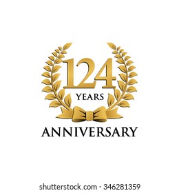 124 years anniversary wreath ribbon logo
