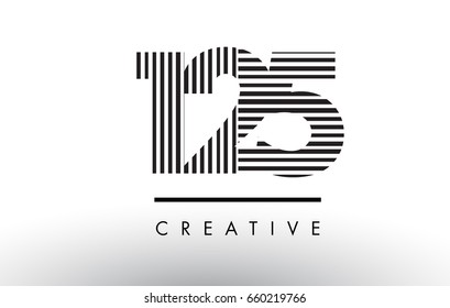 125 Black and White Number Logo Design with Vertical and Horizontal Lines.