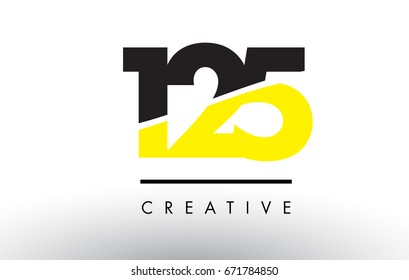 125 Black and Yellow Number Logo Design cut in half.