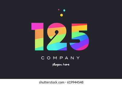 125 creative color green orange blue magenta pink number digit company logo vector icon spectrum