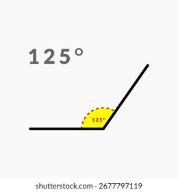 Ícone de ângulo de 125 graus em matemática