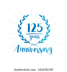 125 years anniversary celebration logo. Anniversary watercolor design template. Vector and illustration.