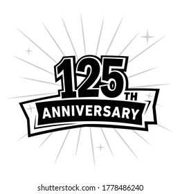 125 years anniversary celebration logo. 125th design template. Vector and illustration.