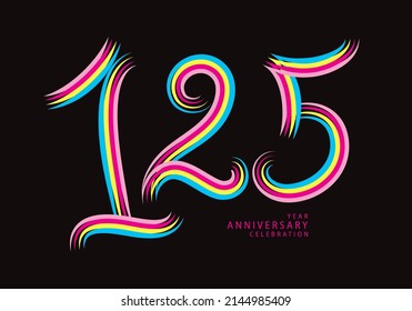 125 years anniversary celebration logotype colorful line vector, 125th birthday logo, 125 number, Banner template, vector design template elements for invitation card and poster.