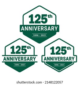 125 years anniversary celebration logotype. 125th anniversary logo collection. Set of anniversary design template. Vector and illustration.