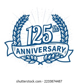 125 years anniversary celebration logotype. 125th anniversary logo. Vector and illustration.