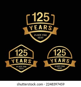 125 years anniversary celebration logotype. 125th anniversary logo collection. Set of anniversary design template. Vector illustration.	