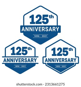 125 years anniversary celebration logotype. 125th anniversary logo collection. Set of anniversary design template. Vector and illustration.