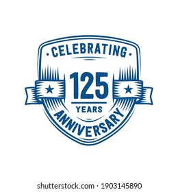 125 years anniversary celebration shield design template. 125th anniversary logo. Vector and illustration.