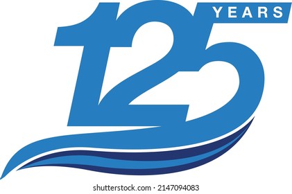 125 years anniversary jubilee logo icon unit blue