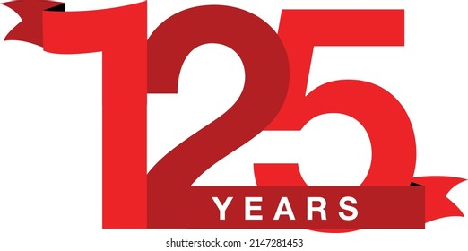 125 years anniversary jubilee logo icon unit red