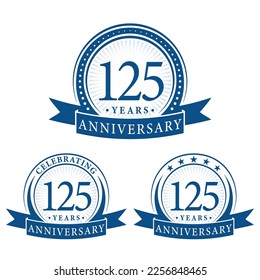 Colecciones del logo de 125 años. Conjunto de plantilla de logotipo del 125º aniversario. Vector e ilustración.