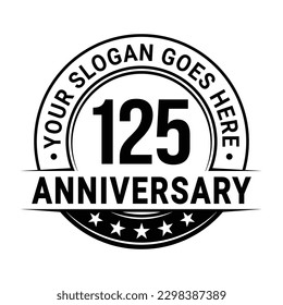 125 years anniversary logo design template. 125th anniversary celebrating logotype. Vector and illustration.