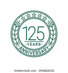 125 years anniversary logo template. 125th line art vector and illustration.