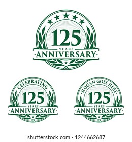 125 years anniversary set. 125th celebration logo collection. Vector and illustration. 