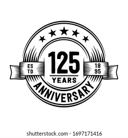 125 years logo design template. 125th anniversary vector and illustration.