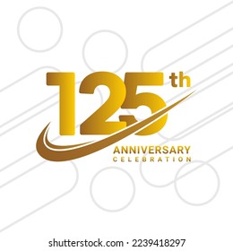 125th Anniversary Celebration. Golden Anniversary Celebration Logo Design Isolated on White Background, Logo Vector Illustration