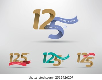 Logotipo da celebração do 125o aniversário com número alternativo e desenho da fita