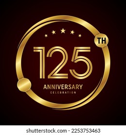 125th anniversary logo design concept with golden ring. Logo Vector Template
