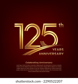 125th Anniversary logo with double line concept design, Golden number for anniversary celebration event. Logo Vector Template