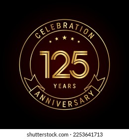 125th anniversary template design concept with golden ribbon for anniversary celebration event. Logo Vector Template