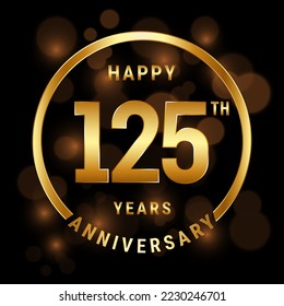 125 Aniversario. Diseño de plantillas para el aniversario con anillo de oro para celebración, boda, invitación y tarjeta de saludo. Ilustración del vector