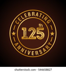 125th golden anniversary logo, laurel wreath isolated on black background, vector design
