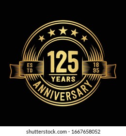 125years logo design template. 125th anniversary vector and illustration.