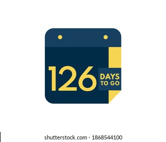 126 days to go calendar icon on white background, 126 days countdown, Countdown left days banner image svg