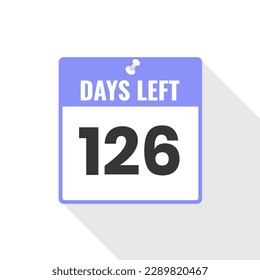 126 Days Left Countdown sales icon. 126 days left to go Promotional banner