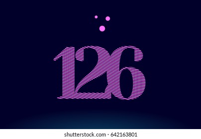 126 number digit logo pink line stripes magenta purple blue font creative text dots company vector icon design